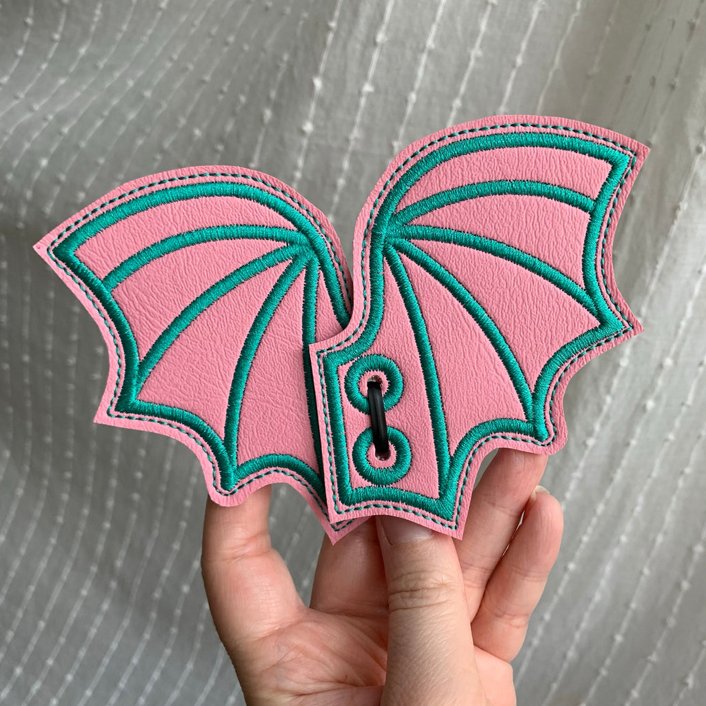 Pink and Teal Bat Shoe Wings
