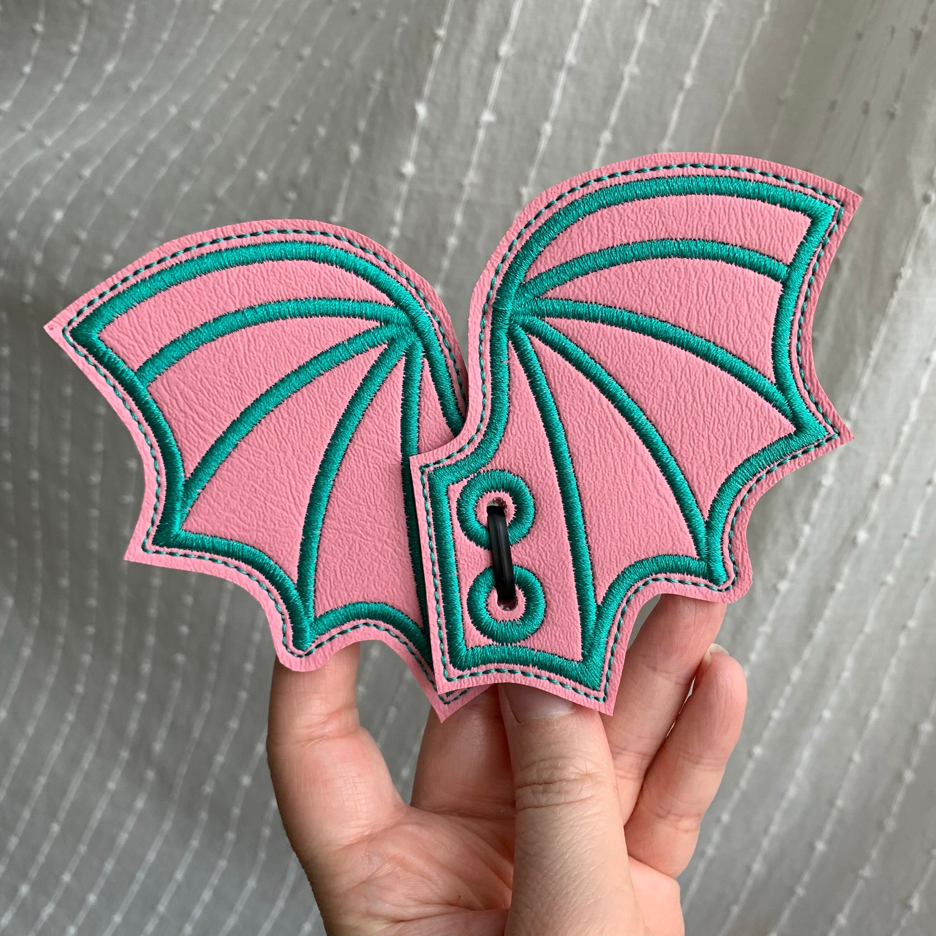 Pink and Teal Bat Shoe Wings
