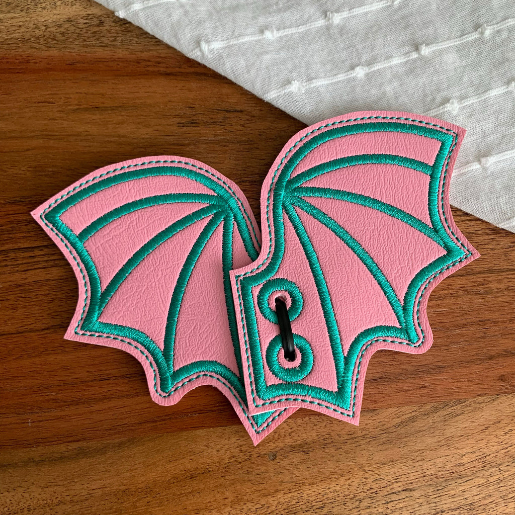 Pink and Teal Bat Shoe Wings