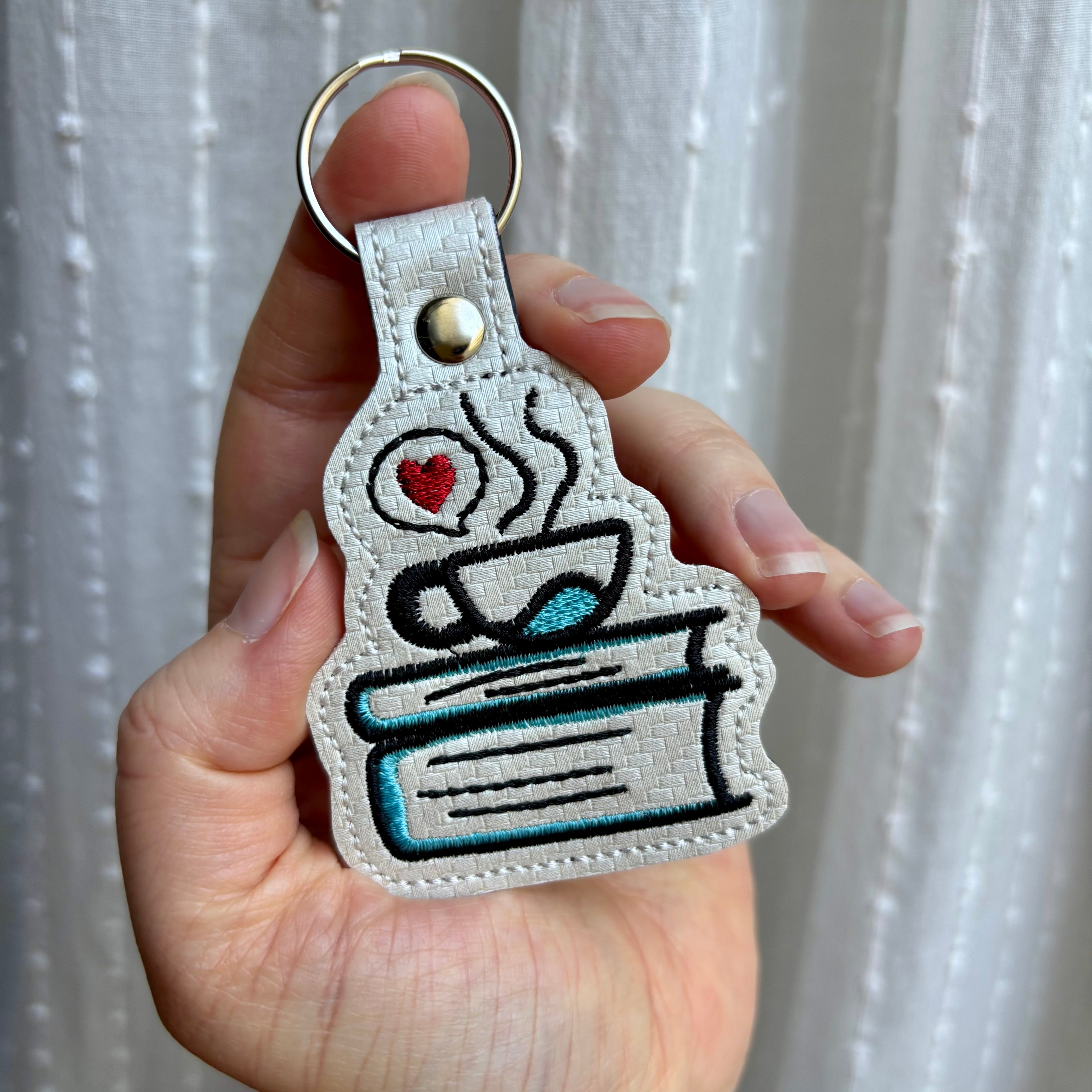 Books and Coffee Keychain