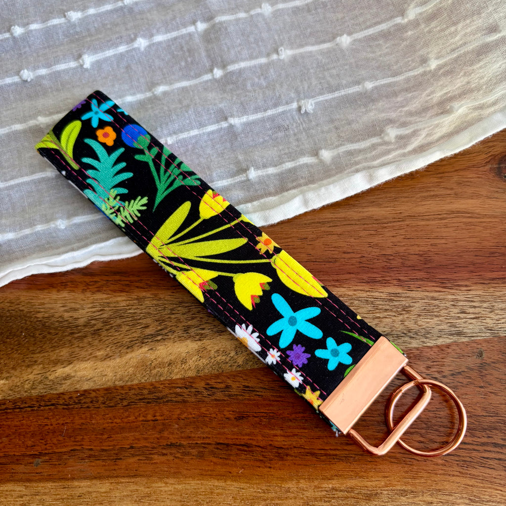 Rainbow Floral Key Fob