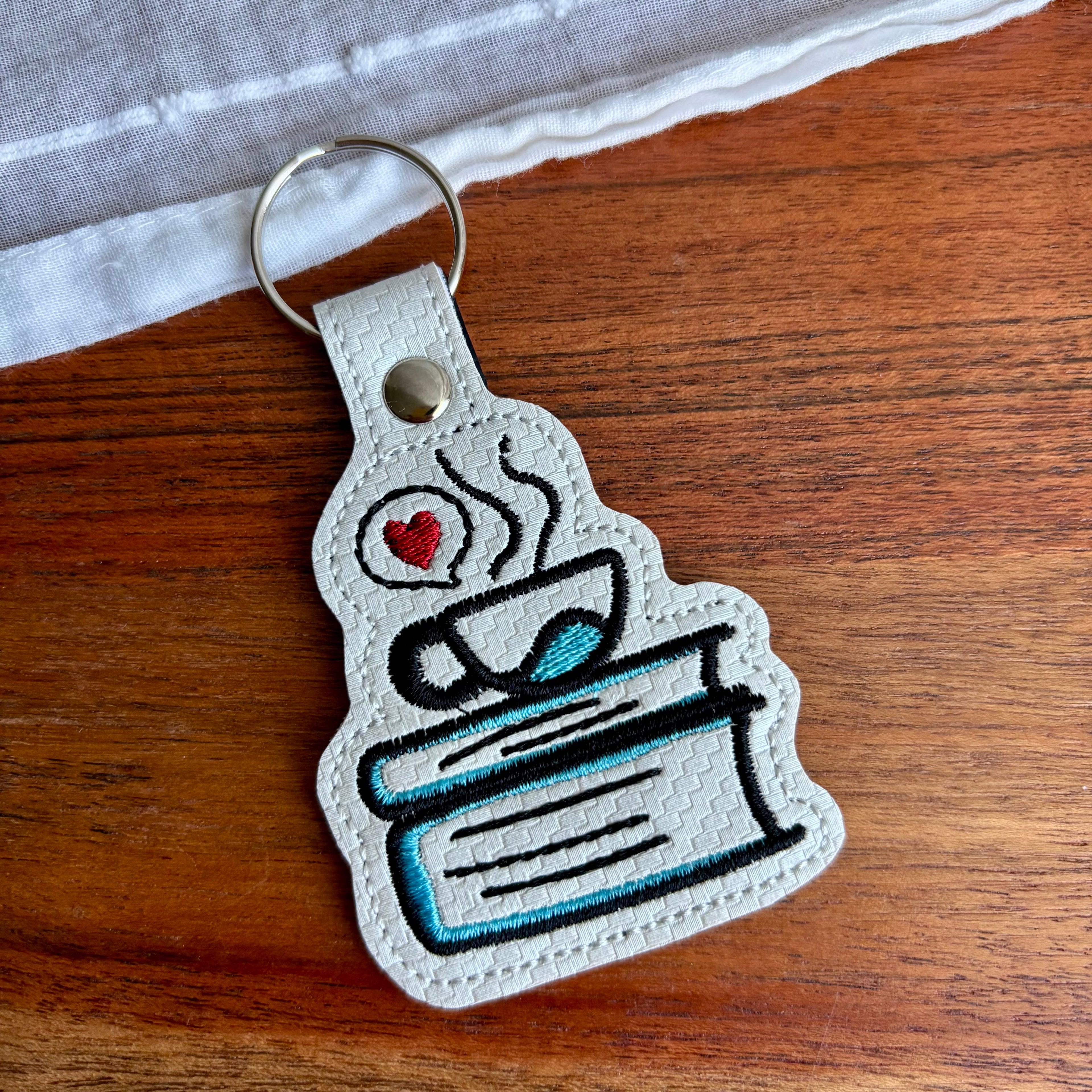 Books and Coffee Keychain