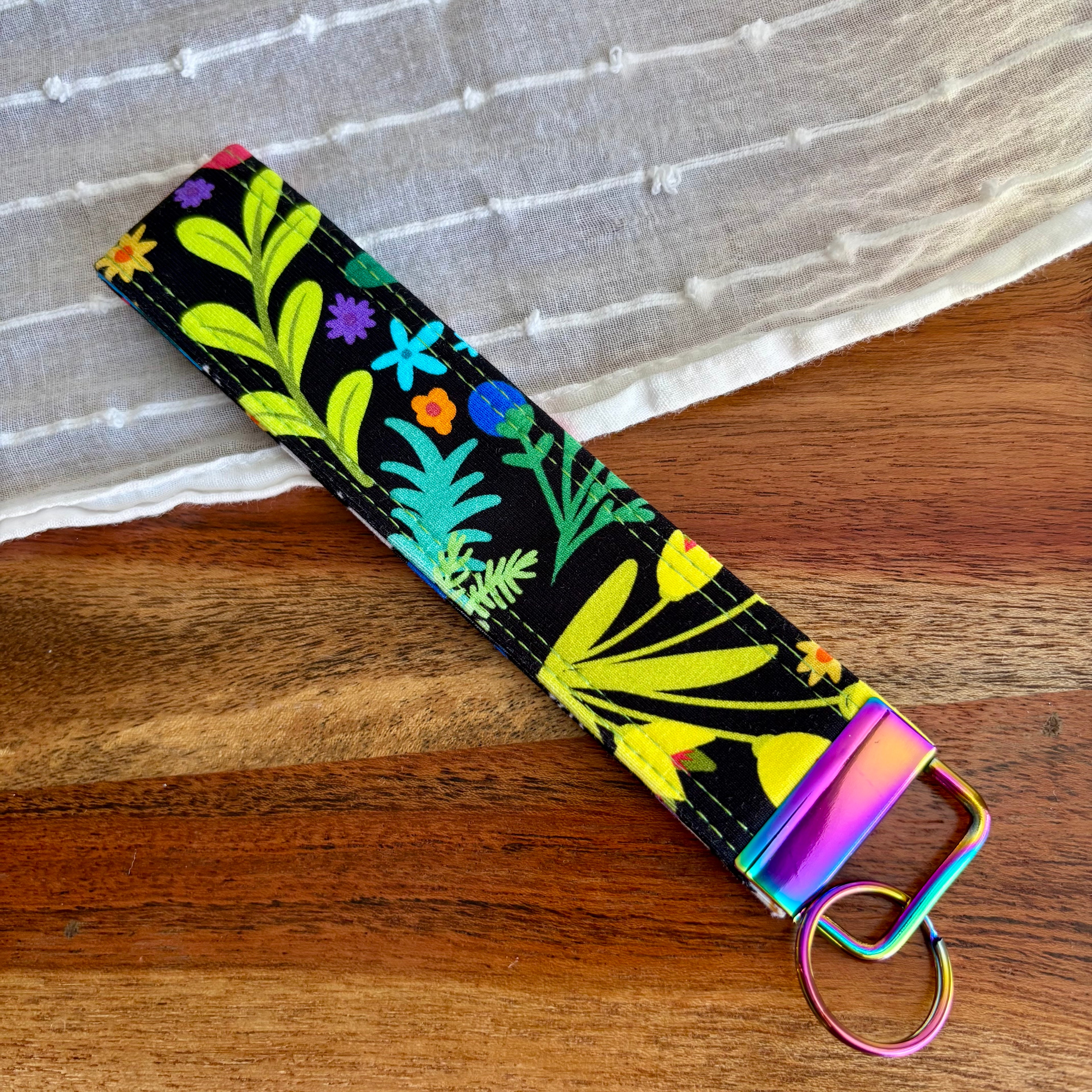 Rainbow Floral Key Fob