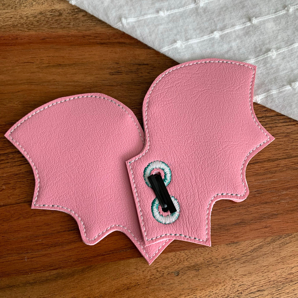 Pink and Teal Bat Shoe Wings