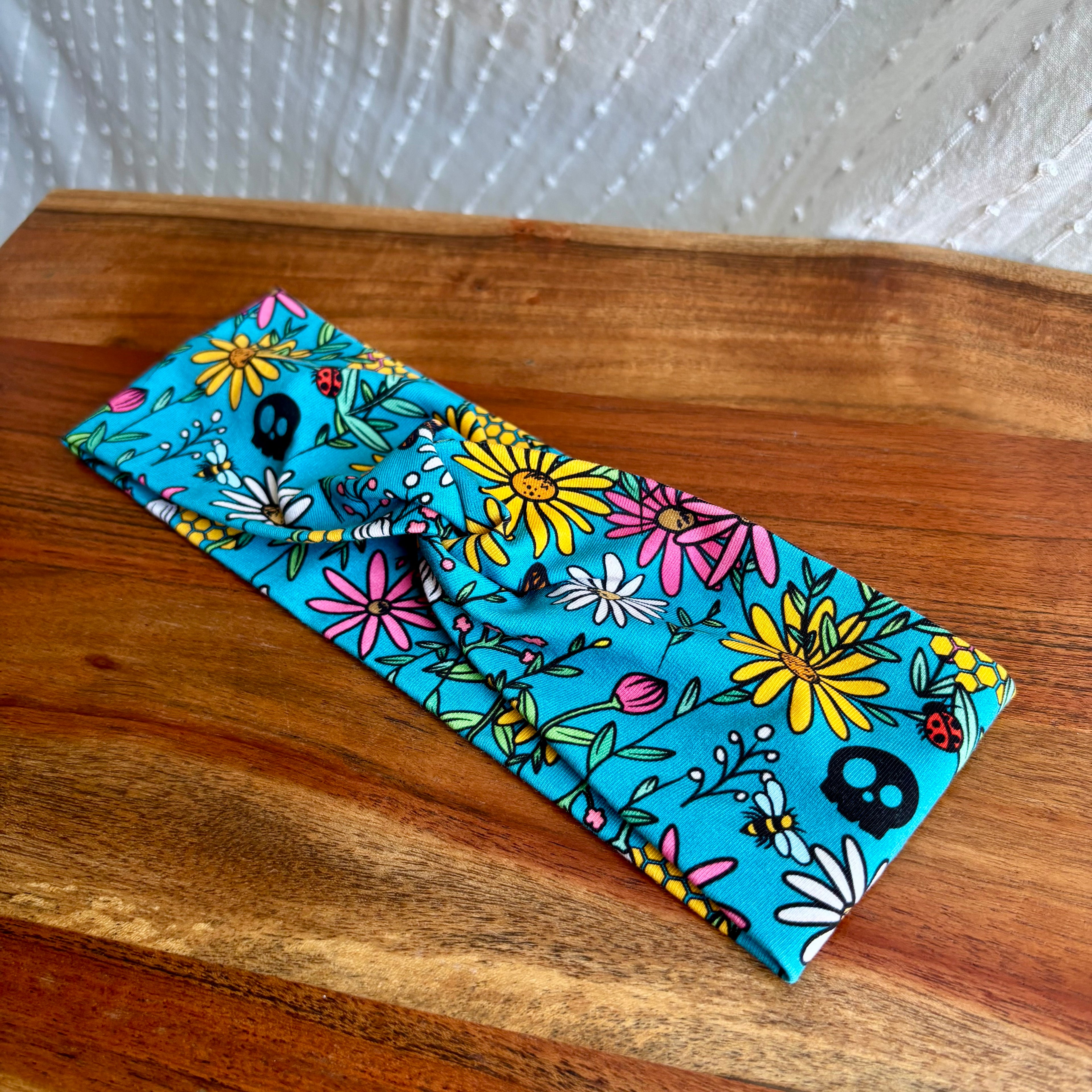 Skull and Flowers Headband