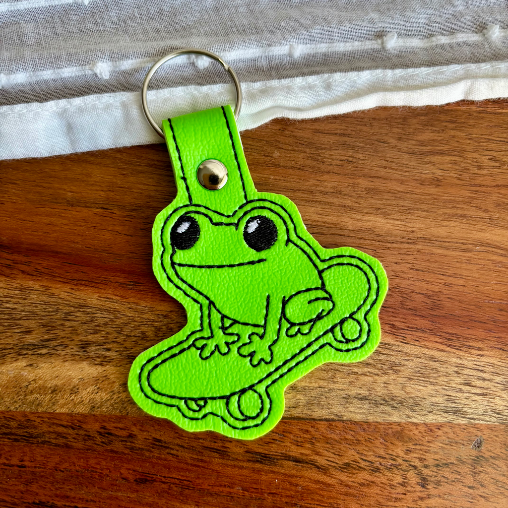 Skateboarding Frog Keychain